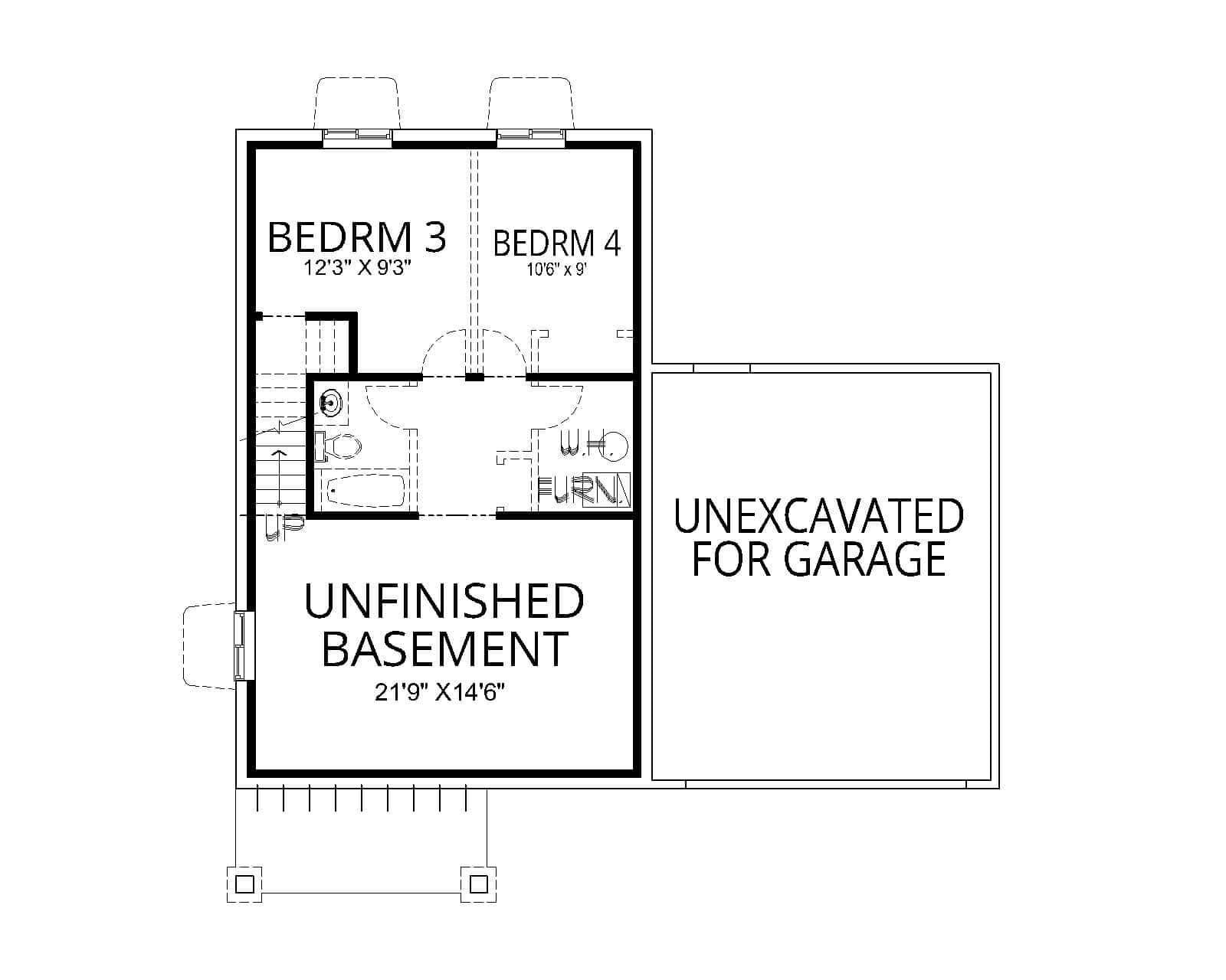 Basement of Craftsman Plan #162-1128
