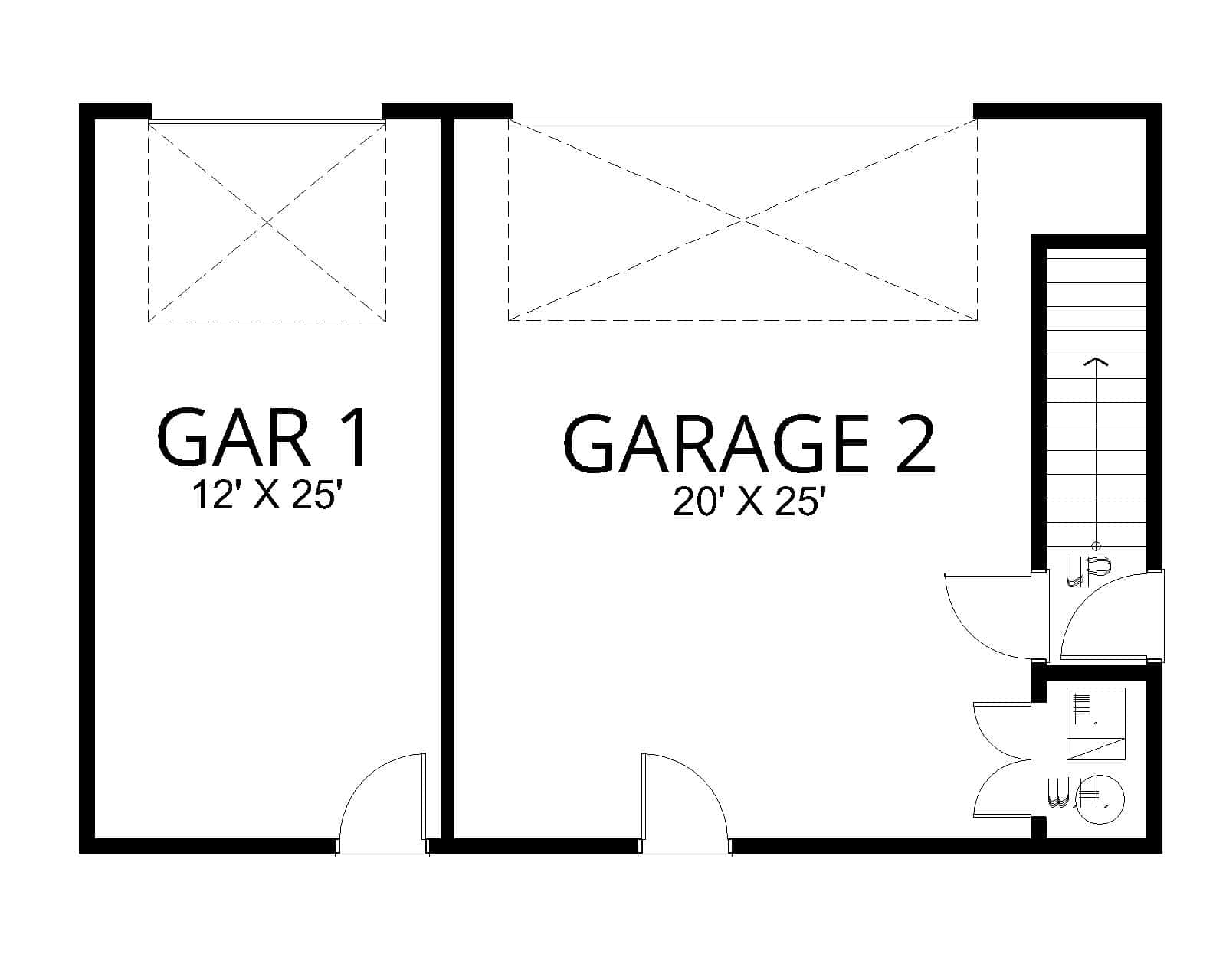 Main Level of Garage w/Apartments Plan #162-1130