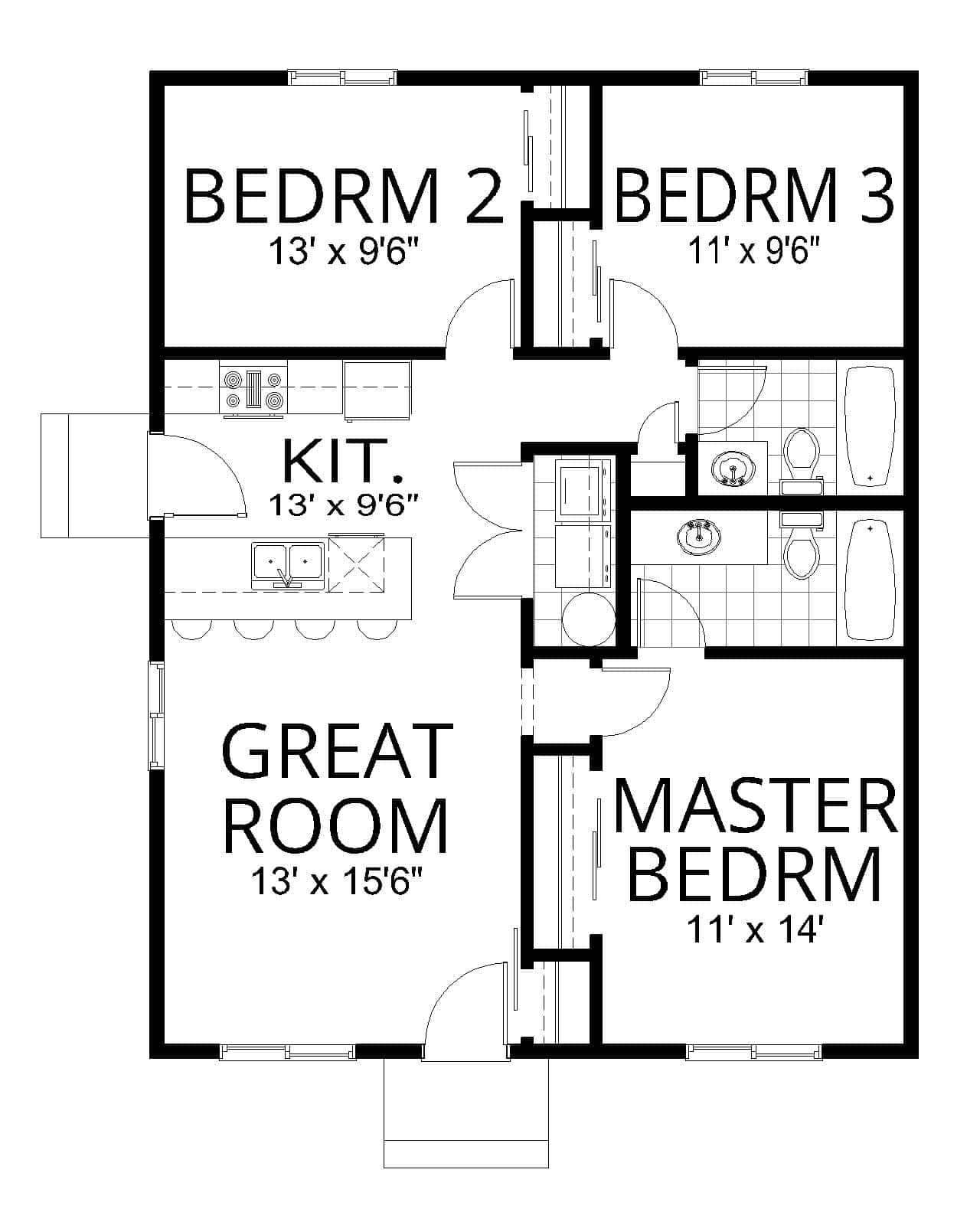 Main Level of Craftsman Plan #162-1132