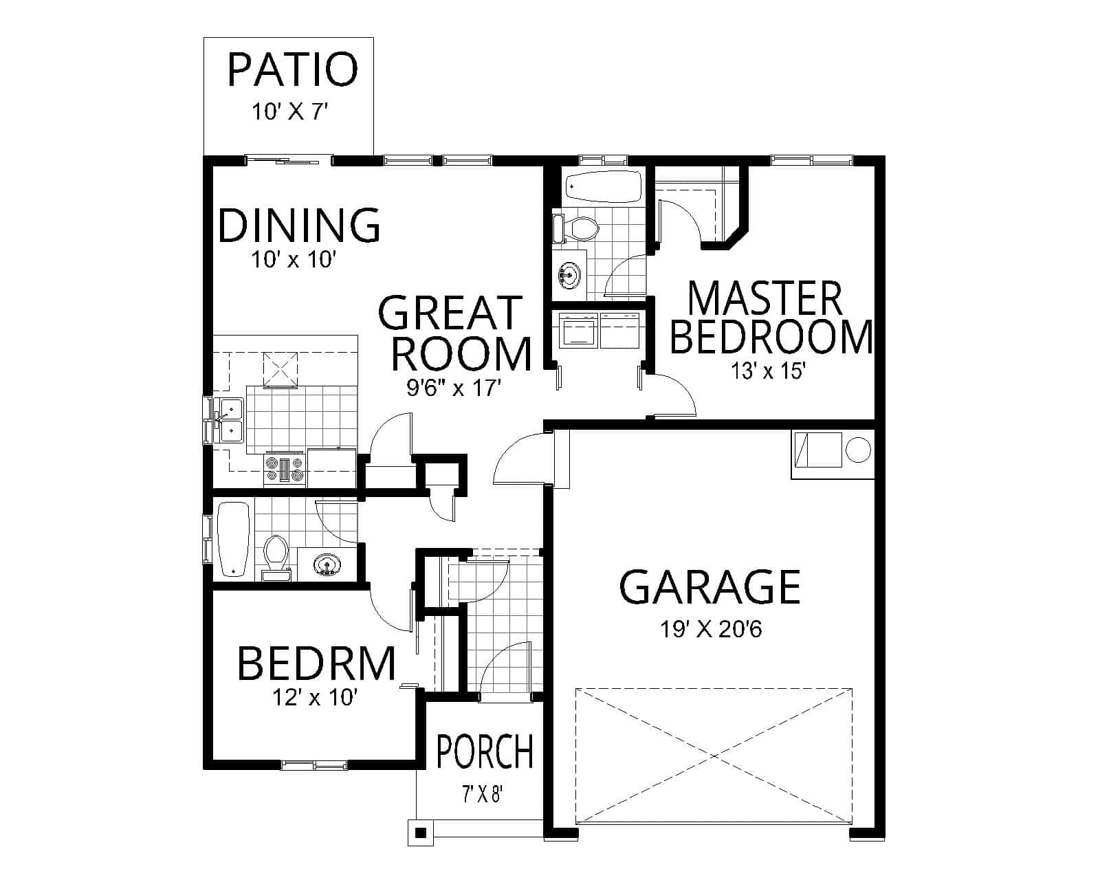 Main Level of Cottage Plan #162-1133
