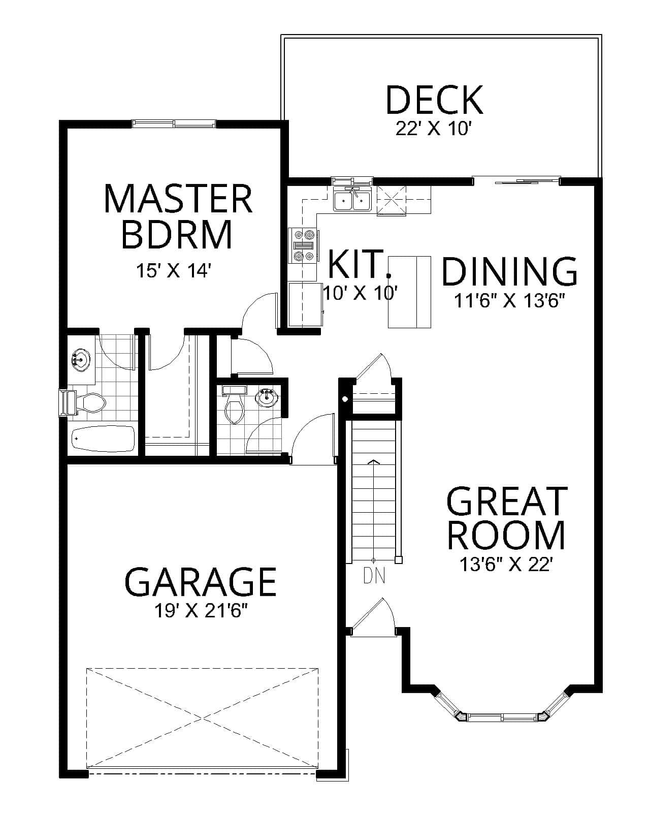 Main Level of Craftsman Plan #162-1135