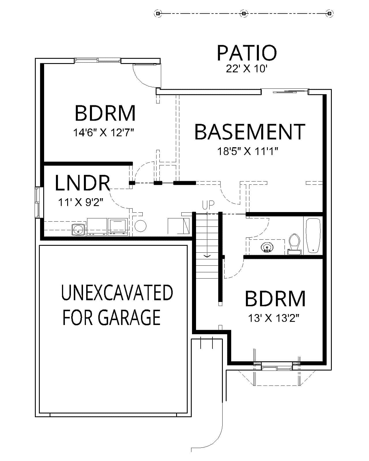Basement of Craftsman Plan #162-1135
