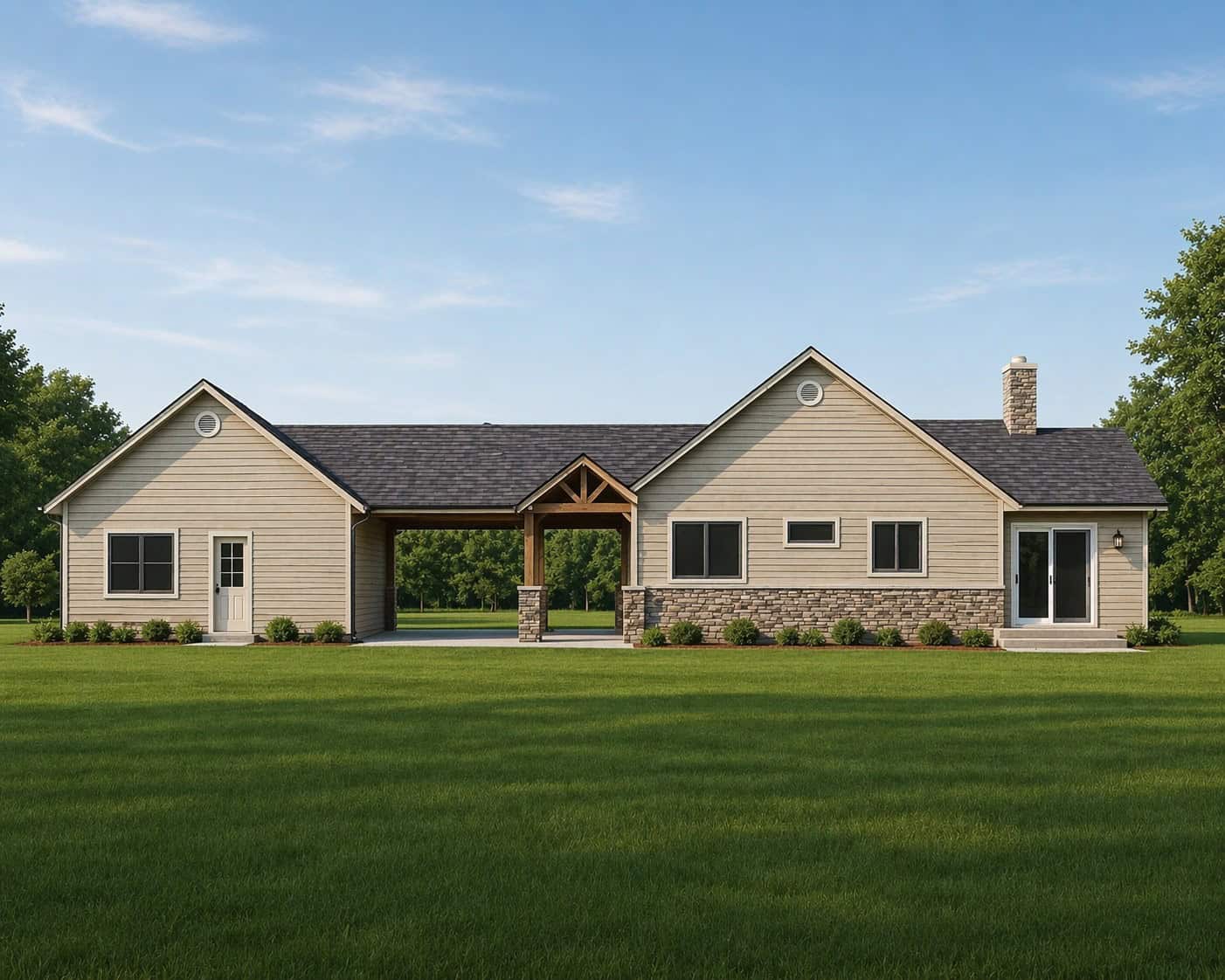 Rear View of this 3-Bedroom,1429 Sq Ft Plan -162-1136
