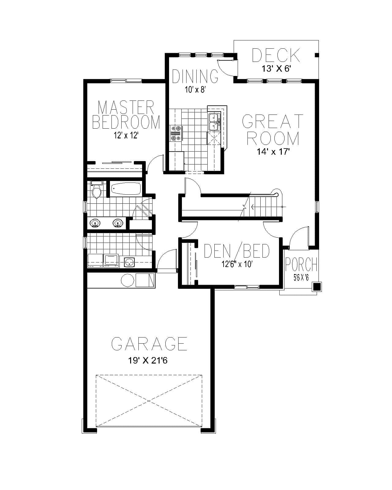 Main Level of Craftsman Plan #162-1137