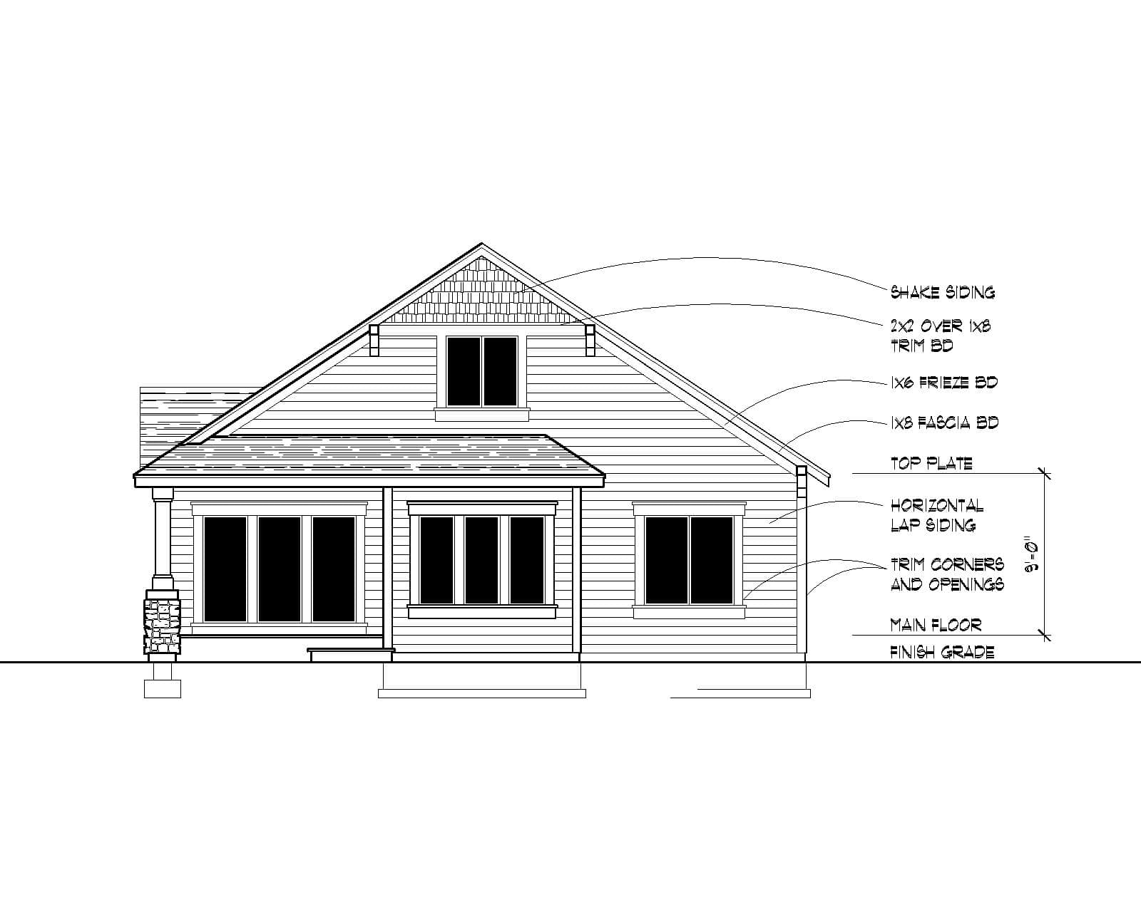 Home Plan Rear Elevation of this 4-Bedroom,1696 Sq Ft Plan -162-1137