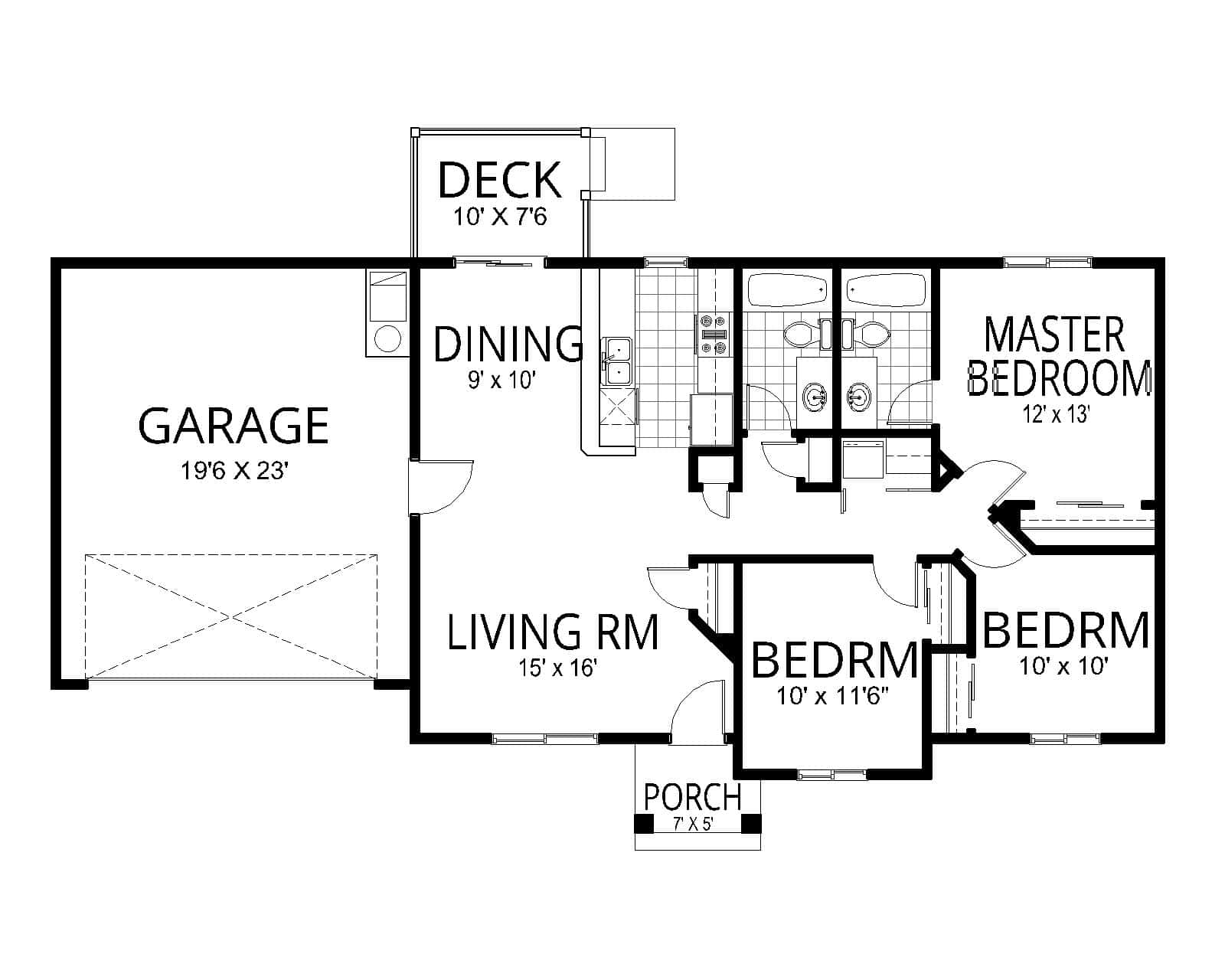 Main Level of Craftsman Plan #162-1140