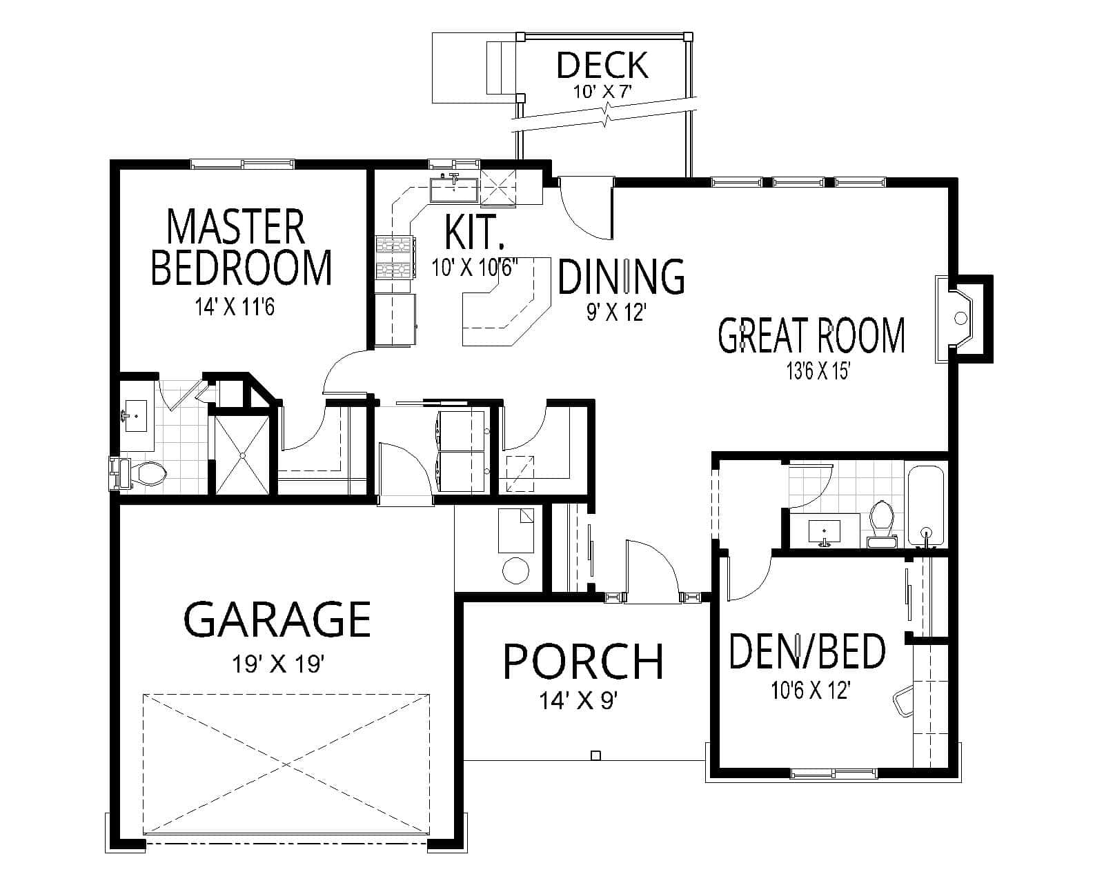 Main Level of Traditional Plan #162-1141