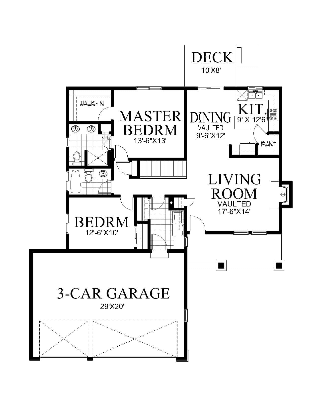 Main Level of Craftsman Plan #162-1145
