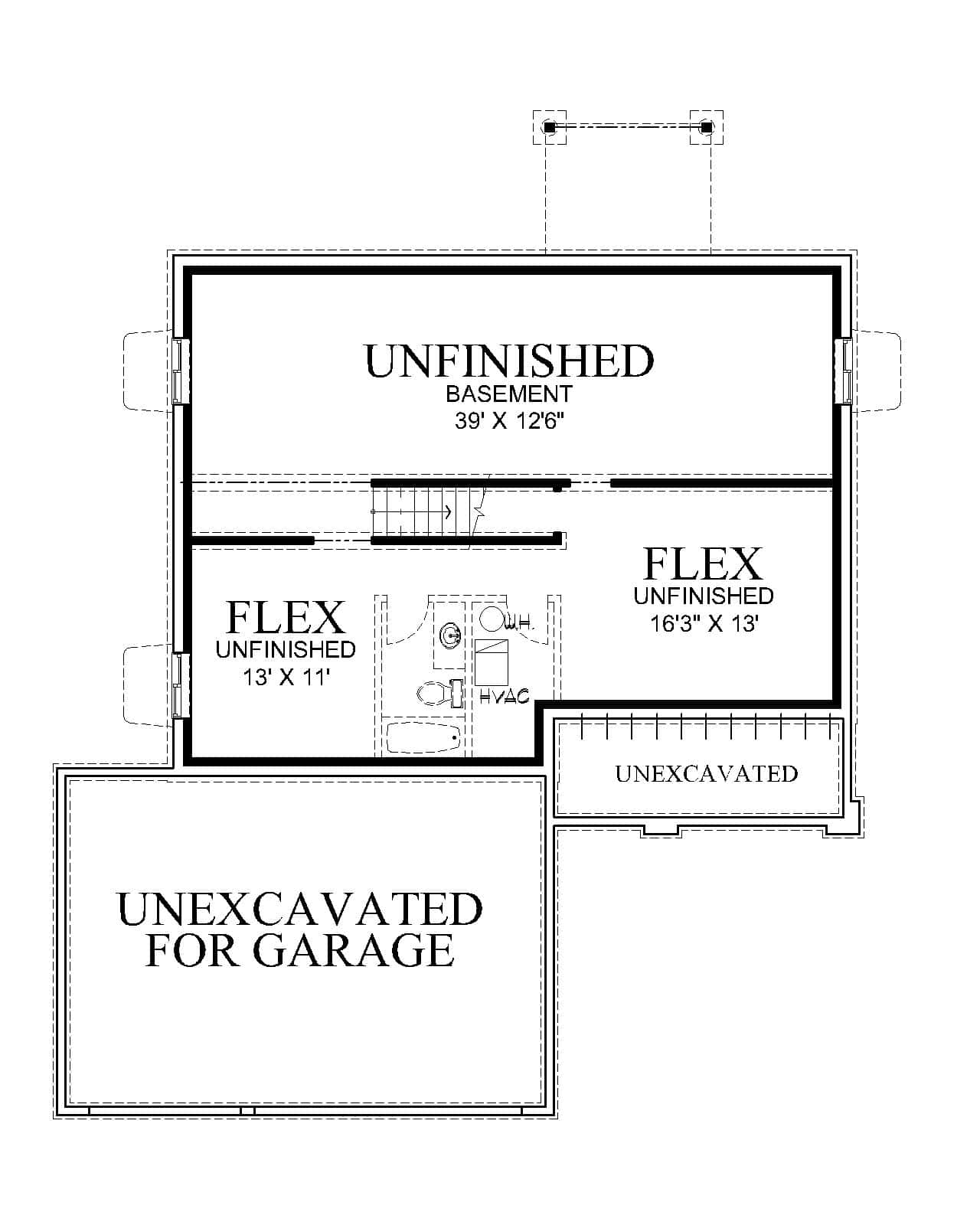 Basement of Craftsman Plan #162-1145