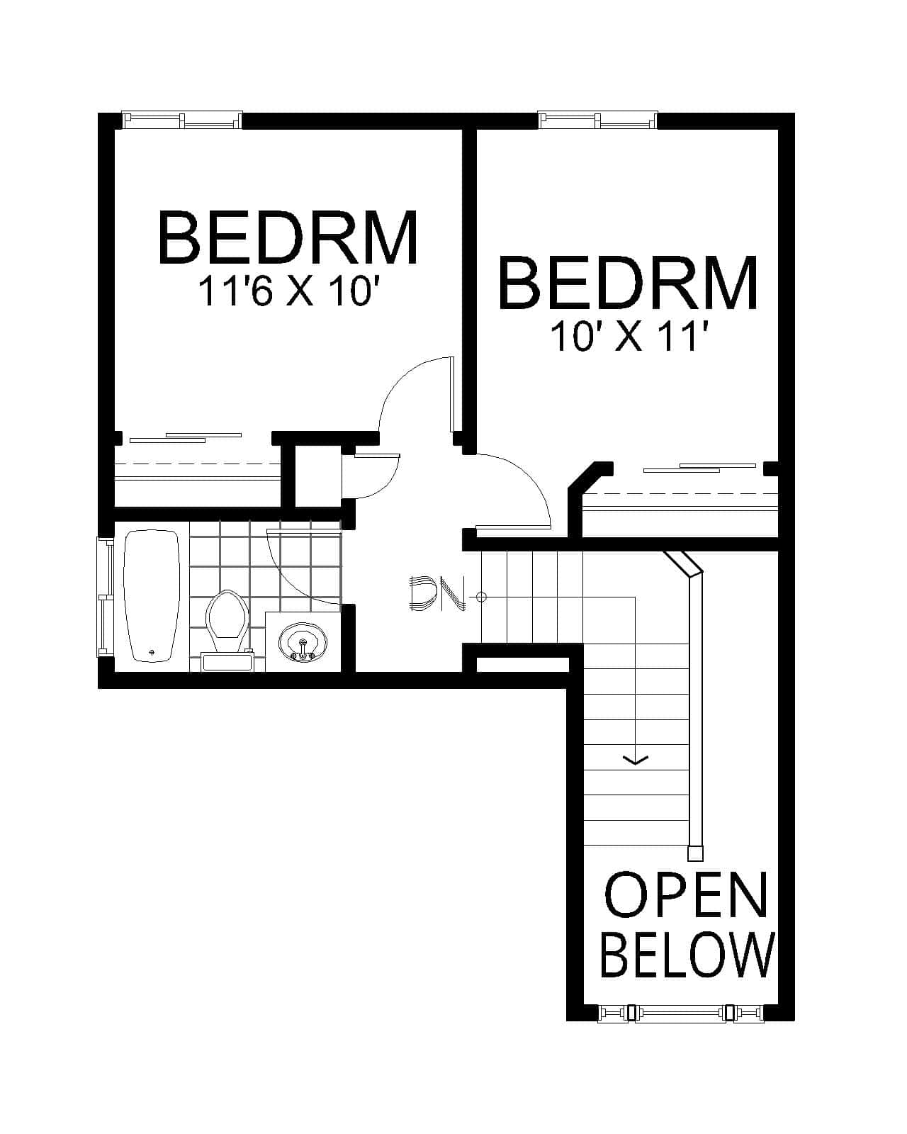 Upper Level of Farmhouse Plan #162-1147