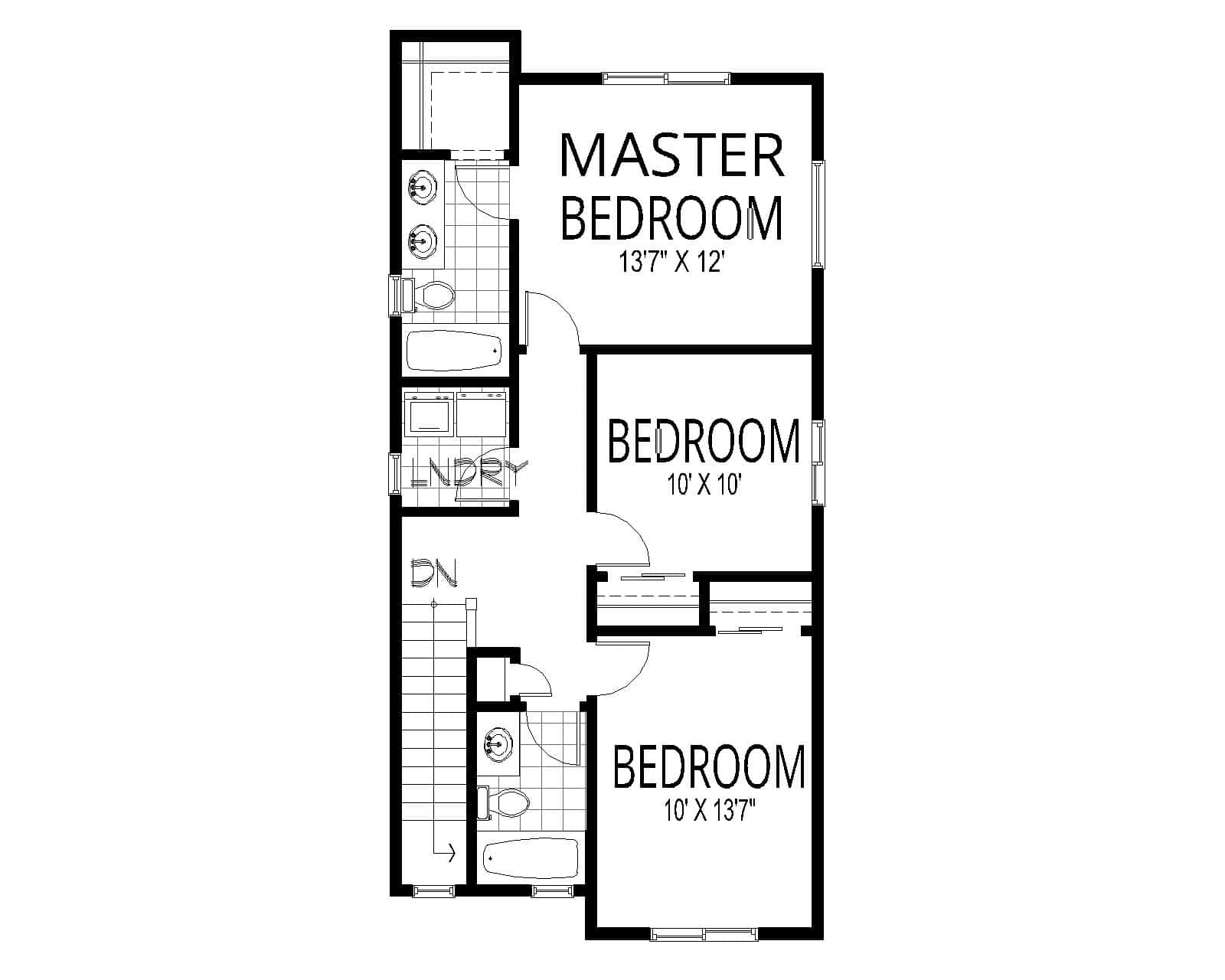 Upper Level of Farmhouse Plan #162-1148