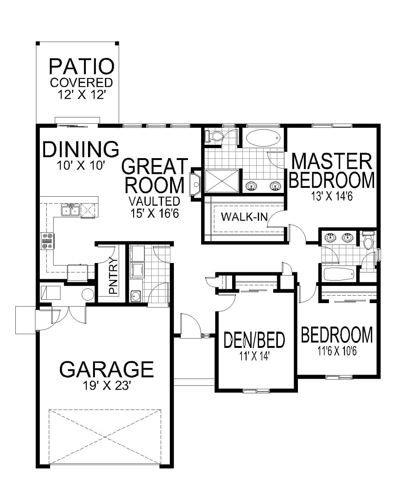 Main Level of Craftsman Plan #162-1149