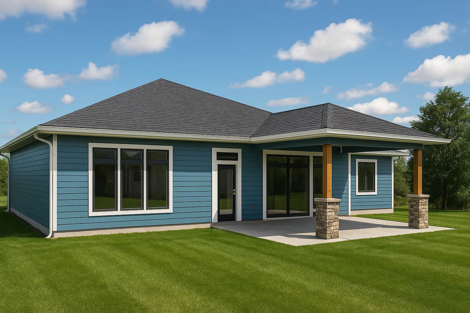 Rear View of this 4-Bedroom,3136 Sq Ft Plan -162-1150