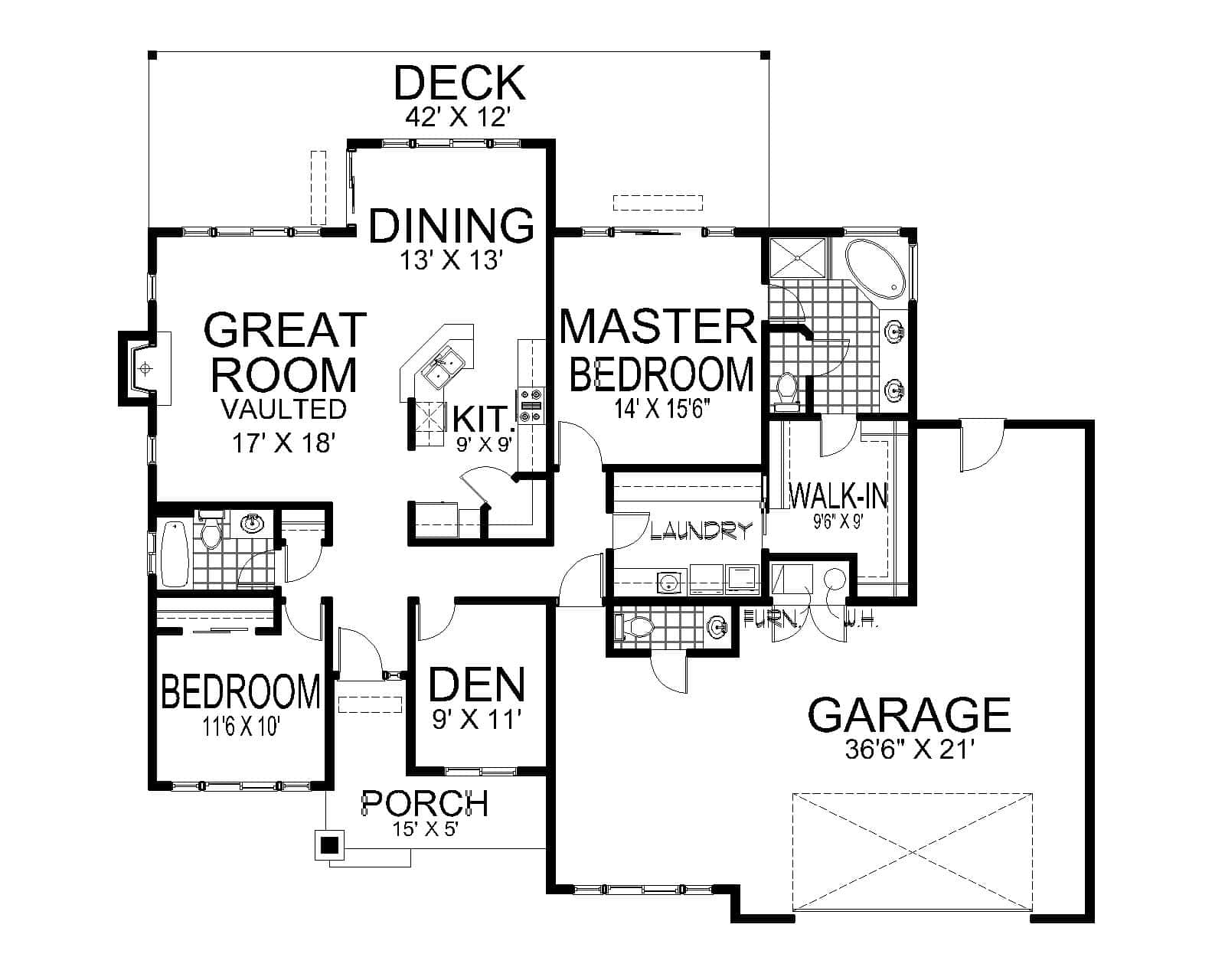 Main Level of Craftsman Plan #162-1152