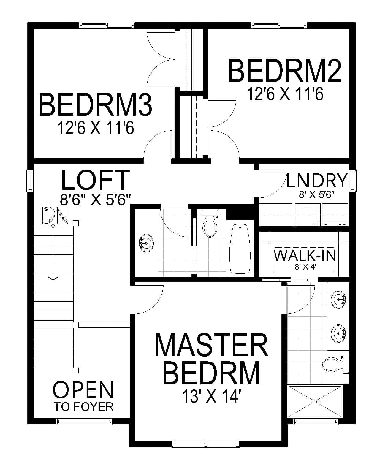 Upper Level of Craftsman Plan #162-1155