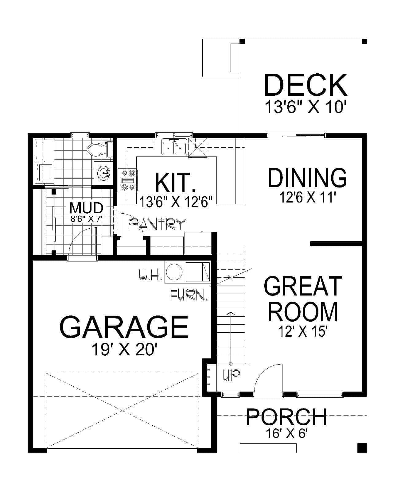 Main Level of Craftsman Plan #162-1157