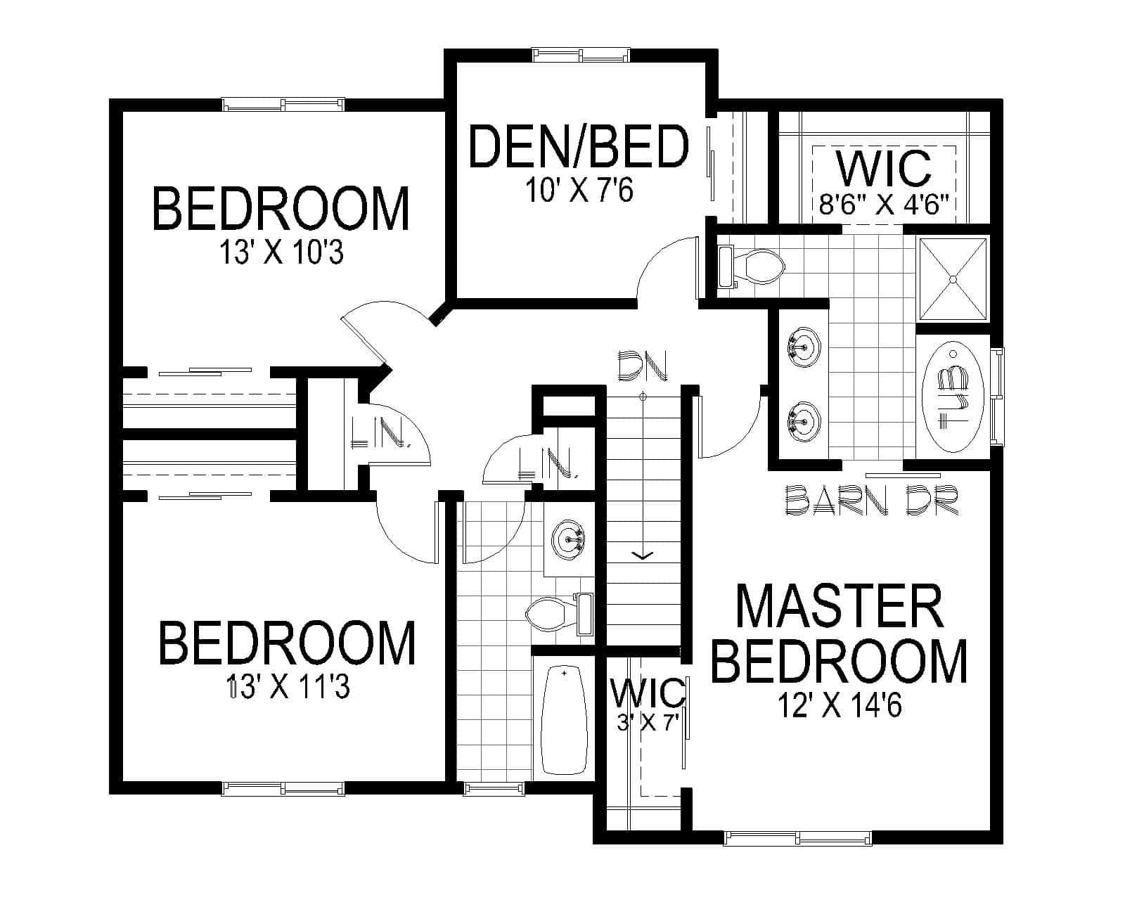 Upper Level of Craftsman Plan #162-1157