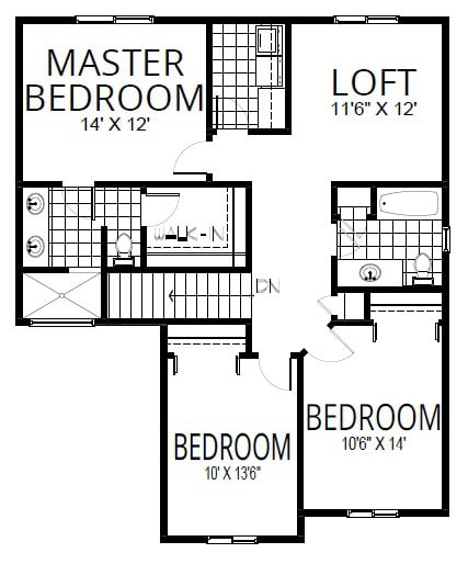 Upper Level of Craftsman Plan #162-1158
