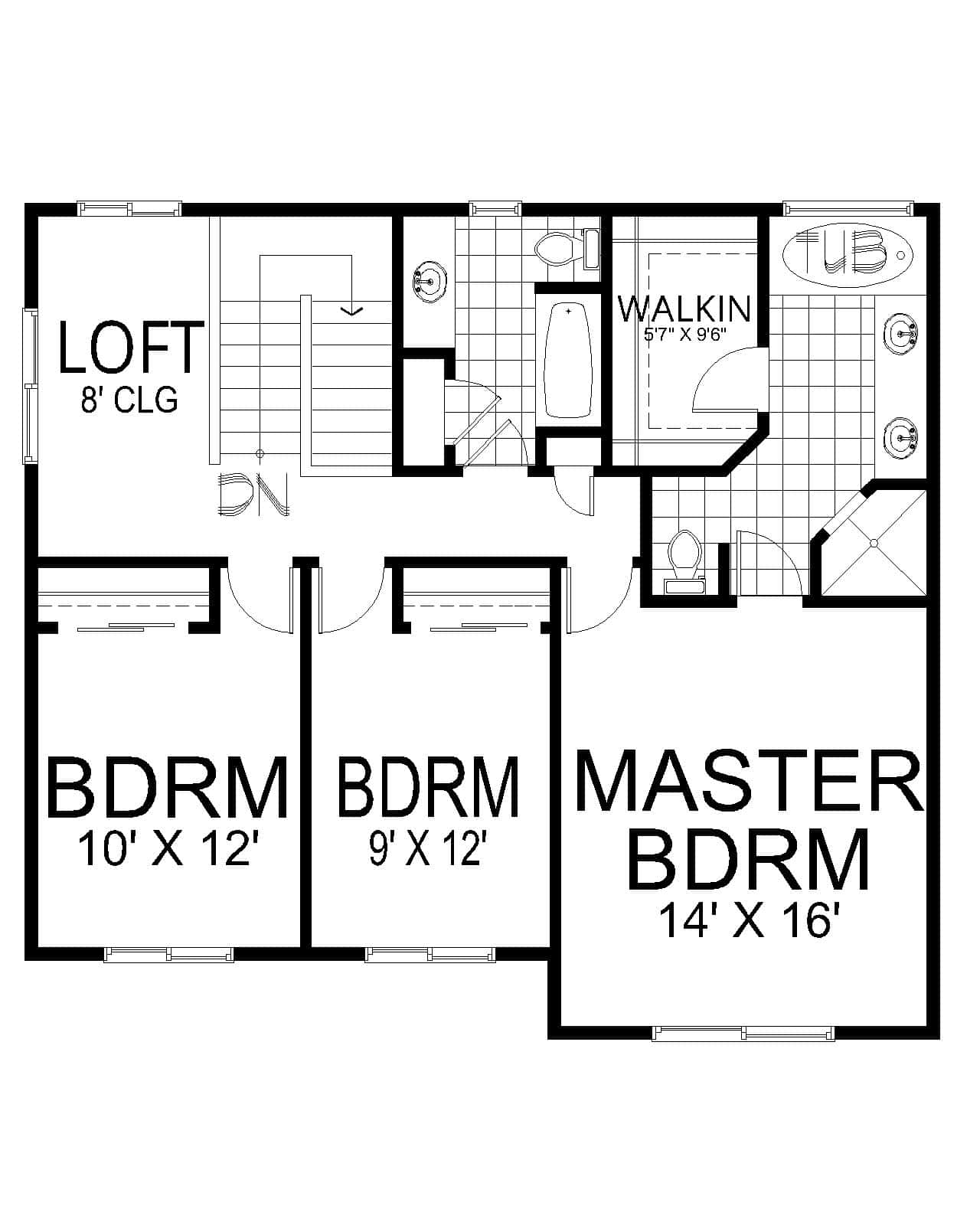Upper Level of Craftsman Plan #162-1160