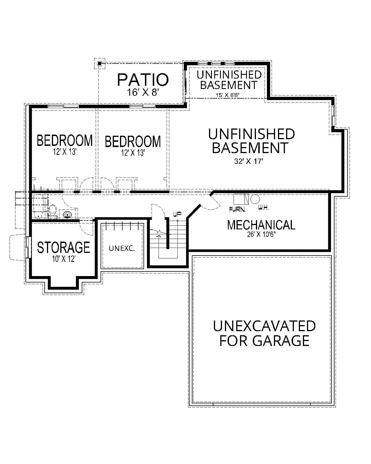 Basement of Craftsman Plan #162-1163
