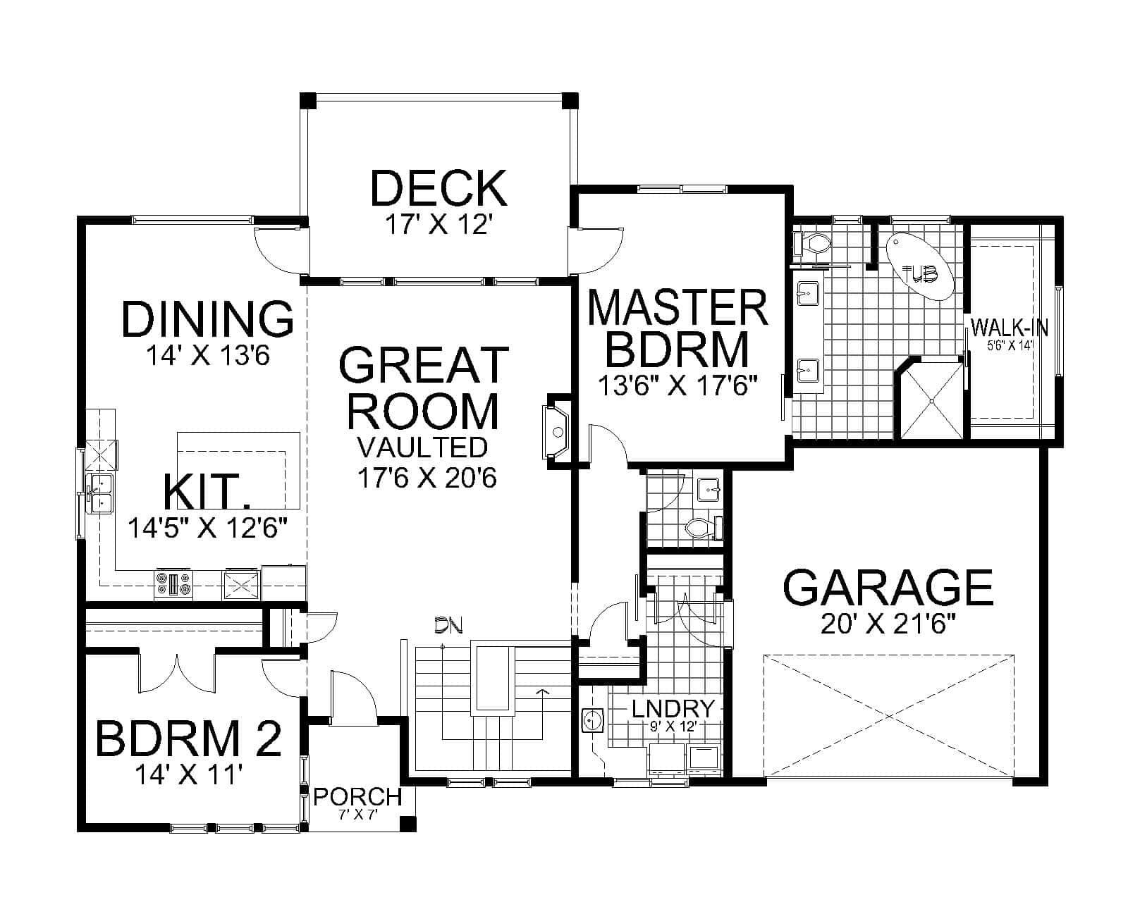Main Level of Contemporary Plan #162-1165