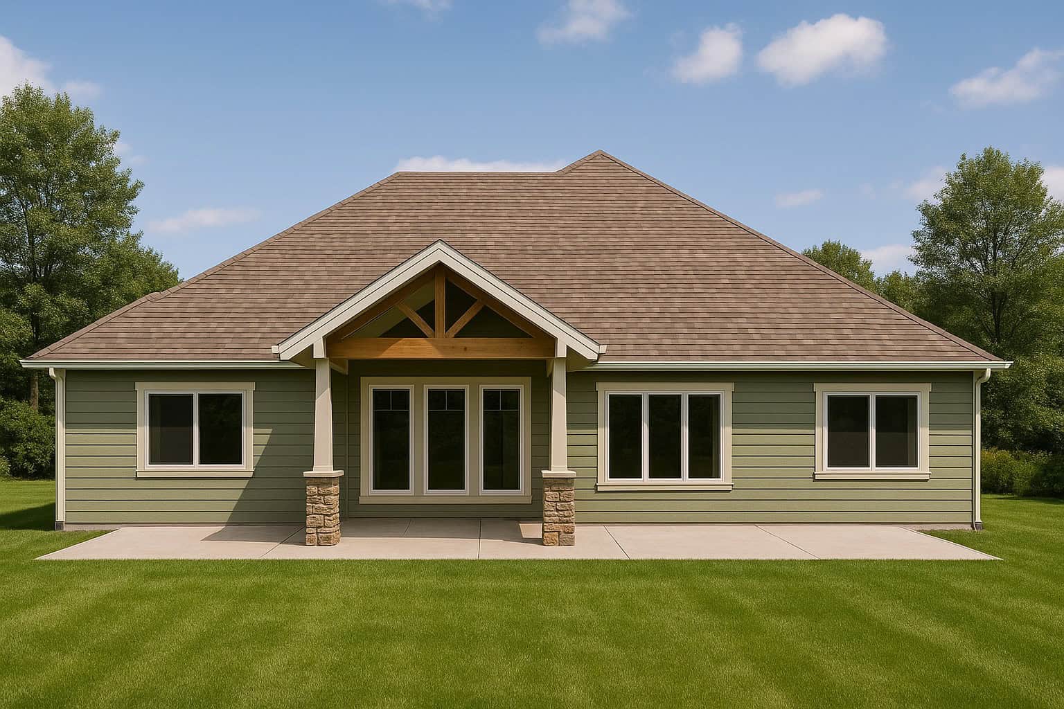 Rear View of this 4-Bedroom,1935 Sq Ft Plan -162-1166