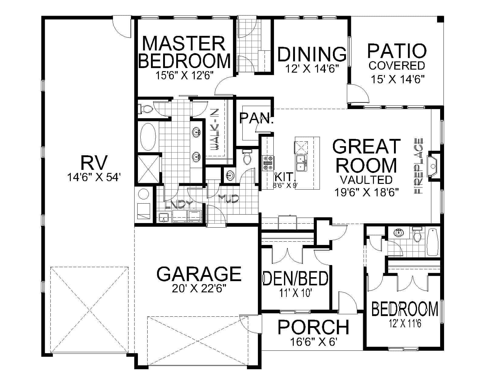 Main Level of Craftsman Plan #162-1169