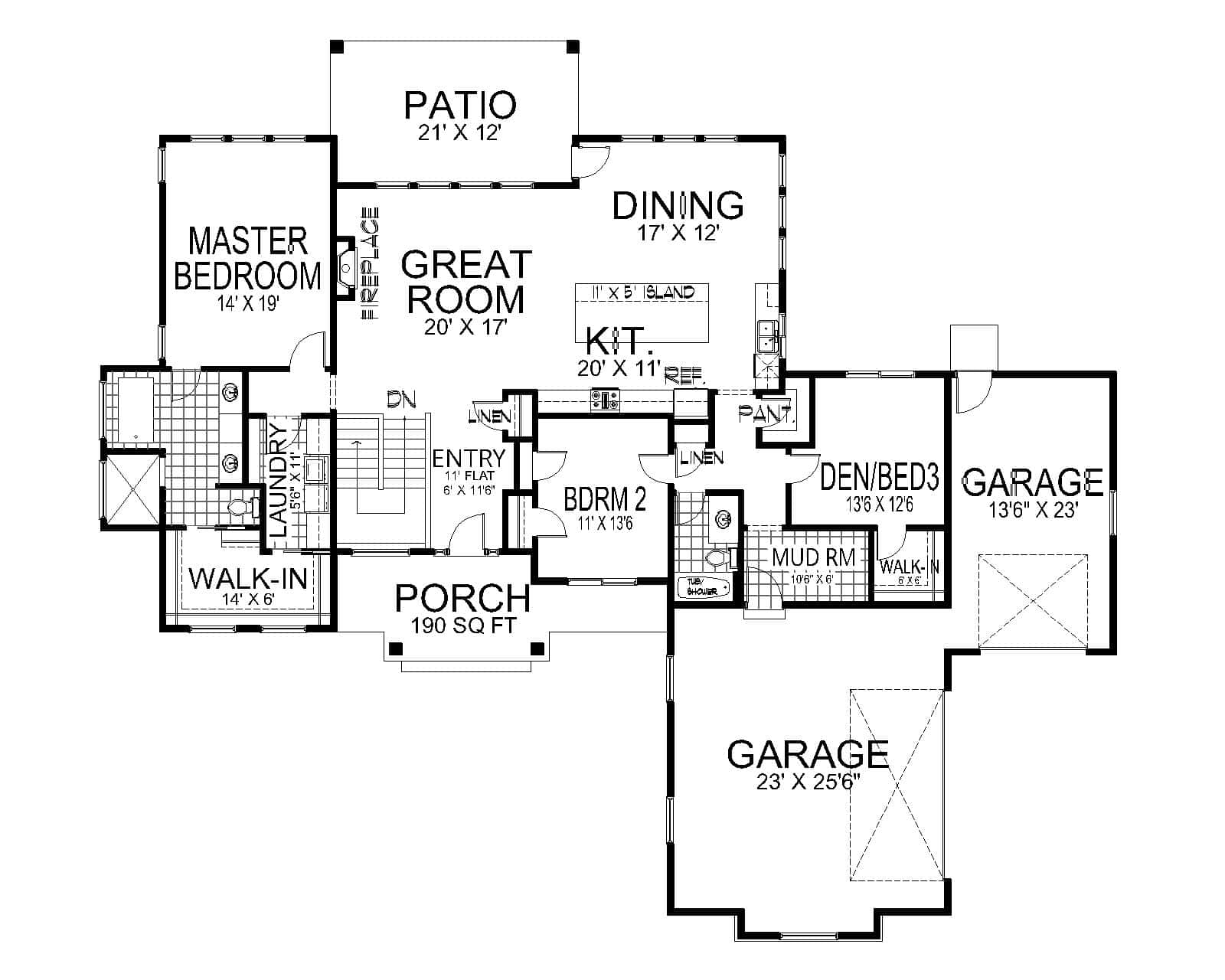 Main Level of Contemporary Plan #162-1174