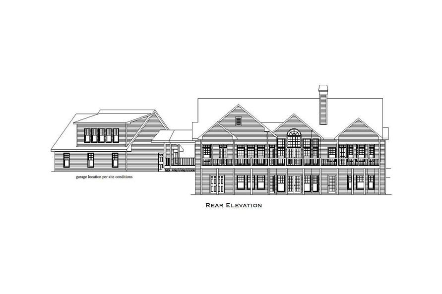 Home Plan Rear Elevation of this 5-Bedroom,4297 Sq Ft Plan -163-1002