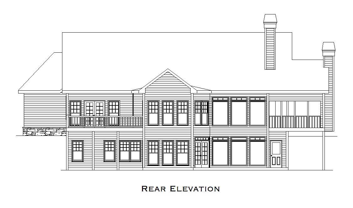 Home Plan Rear Elevation of this 4-Bedroom,3171 Sq Ft Plan -163-1021