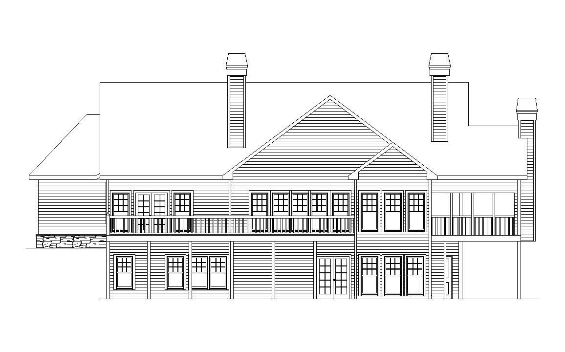 Home Plan Rear Elevation of this 4-Bedroom,3212 Sq Ft Plan -163-1022
