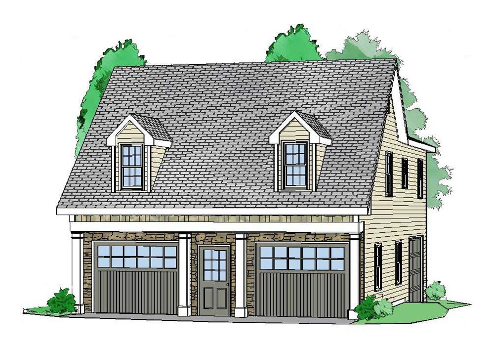 Front elevation of Garage w/Apartments home (ThePlanCollection: House Plan #163-1036)