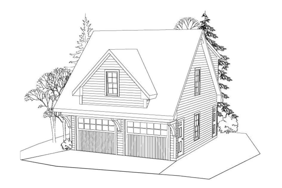 Home Plan Elevations of this 1-Bedroom,507 Sq Ft Plan -163-1039