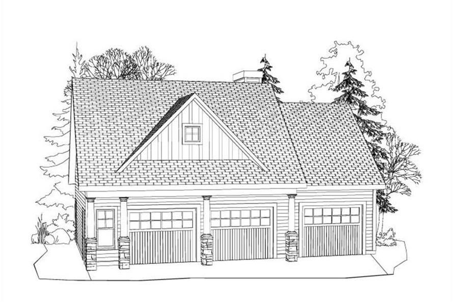 Rendering of Garage w/Apartment plan (ThePlanCollection: House Plan #163-1040)