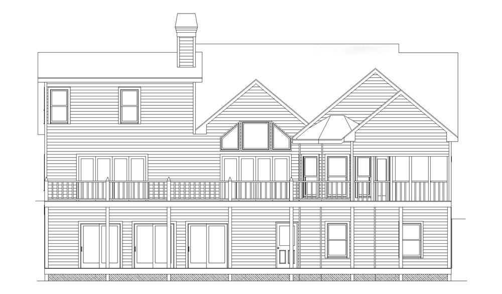 Home Plan Rear Elevation of this 3-Bedroom,1816 Sq Ft Plan -163-1056
