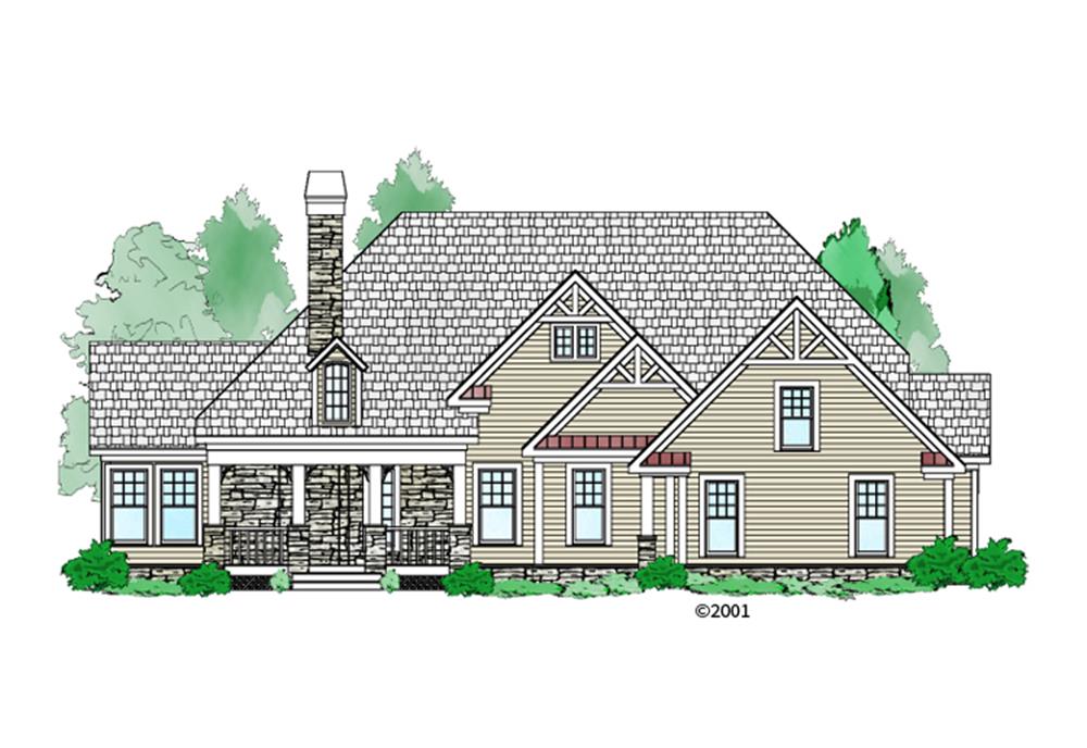 Front elevation of Craftsman home (ThePlanCollection: House Plan #163-1057)