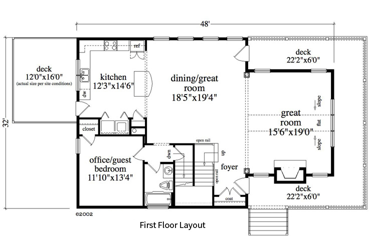 Floor Plan First Story of Craftsman Plan #163-1061