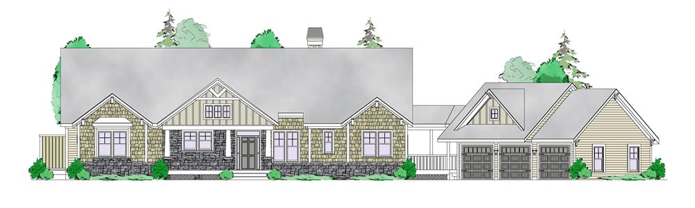 Front elevation of Craftsman home (ThePlanCollection: House Plan #163-1066)