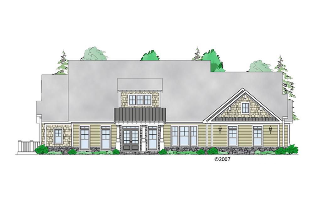 Front elevation of Craftsman home (ThePlanCollection: House Plan #163-1067)