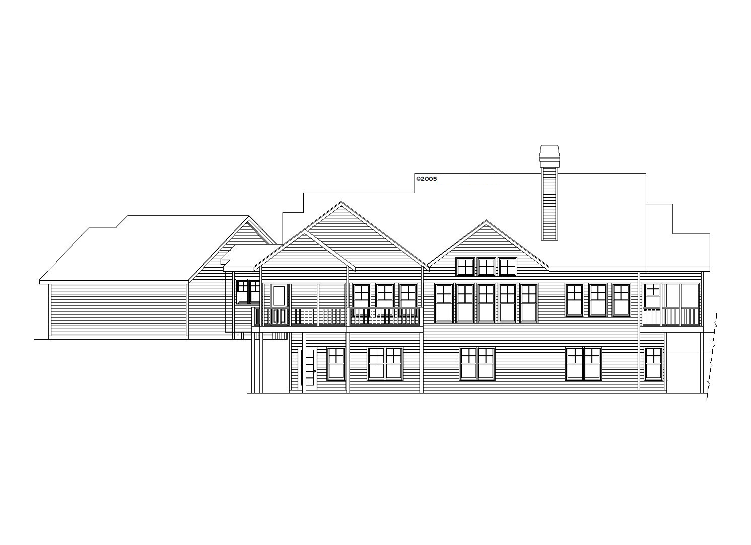 Home Plan Rear Elevation of this 1-Bedroom,1832 Sq Ft Plan -163-1068