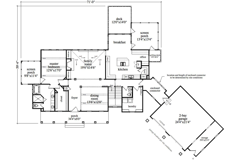 Floor Plan First Story of Craftsman Plan #163-1068
