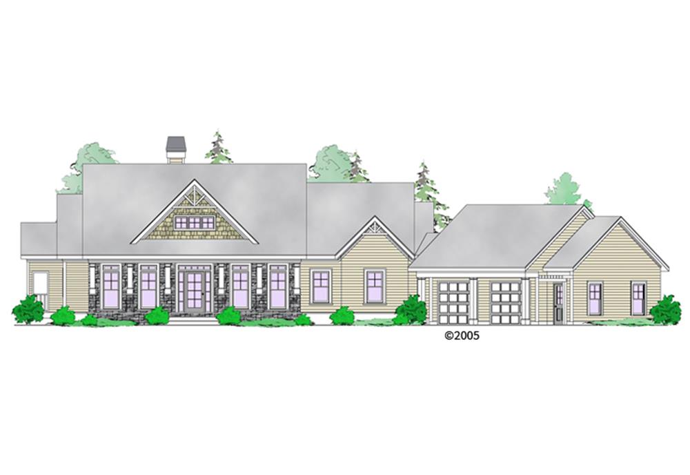 Front elevation of Craftsman home (ThePlanCollection: House Plan #163-1068)