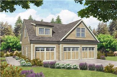 1-Bedroom, 693 Sq Ft Garage w/Apartments House Plan - 163-1085 - Front Exterior