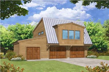 1-Bedroom, 699 Sq Ft Garage w/Apartments House Plan - 163-1086 - Front Exterior
