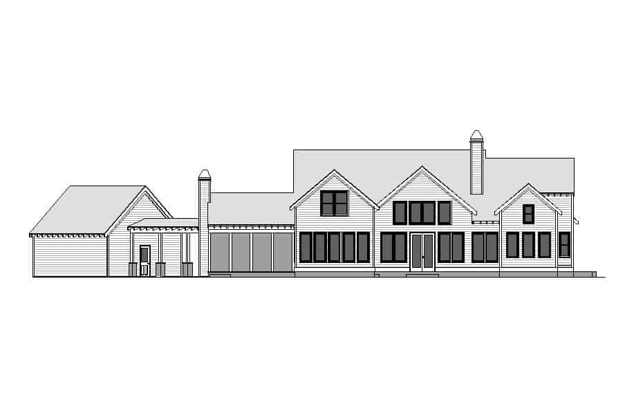 Home Plan Rear Elevation of this 4-Bedroom,3205 Sq Ft Plan -163-1089