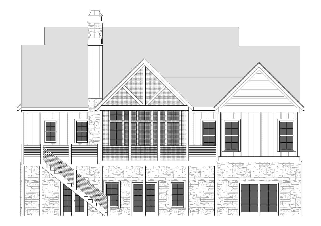 Home Plan Rear Elevation of this 3-Bedroom,2920 Sq Ft Plan -163-1096