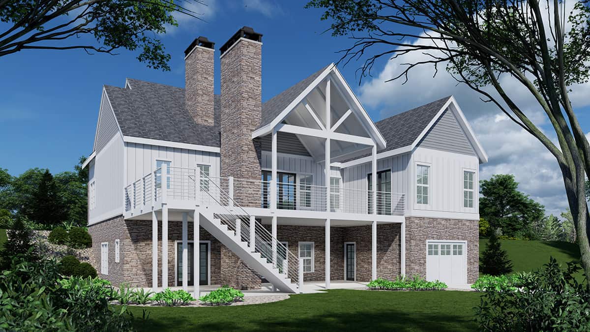 Rear View of this 3-Bedroom,2920 Sq Ft Plan -163-1096