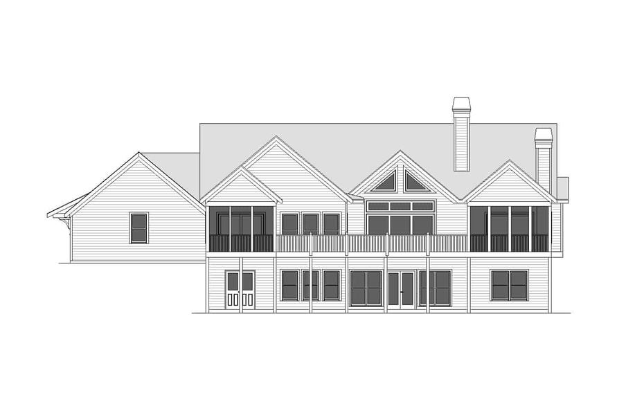 Home Plan Rear Elevation of this 3-Bedroom,3315 Sq Ft Plan -163-1099