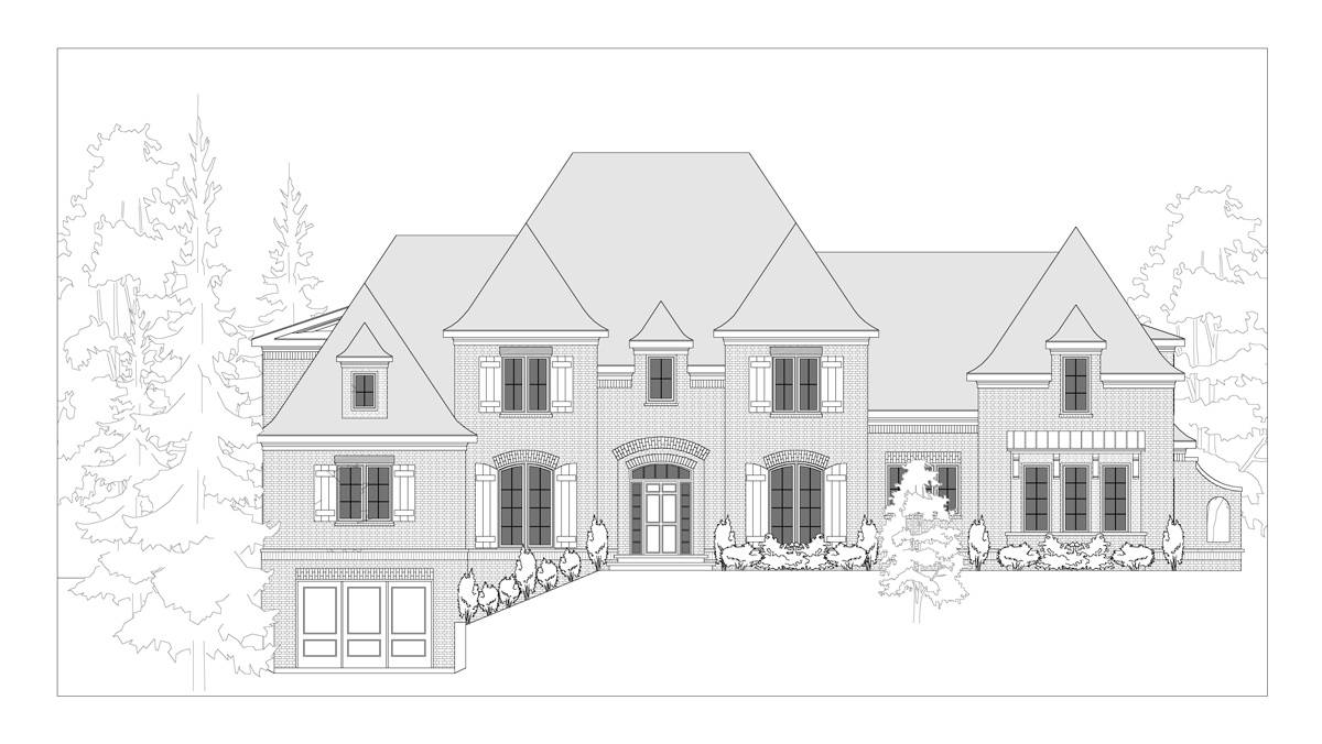 Home Plan Front Elevation of this 6-Bedroom,5655 Sq Ft Plan -163-1103