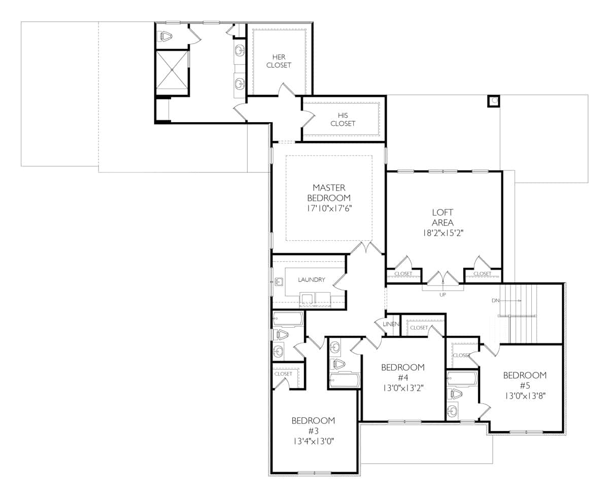 Upper Level of Southwest Plan #163-1106
